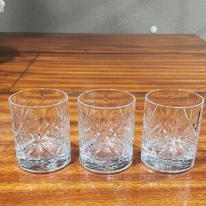 Dewar's Set of 3 Embossed Celtic Knot Scotch  Whiskey Clear Glasses